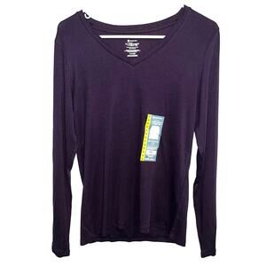 Member's Mark Purple Long Sleeve V-Neck Basic Shirt New M